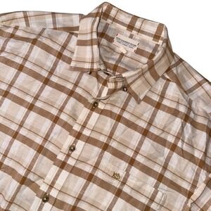 Southern Tide XL Plaid‎ tan Shirt Long Sleeve Button Down Coastal Classic